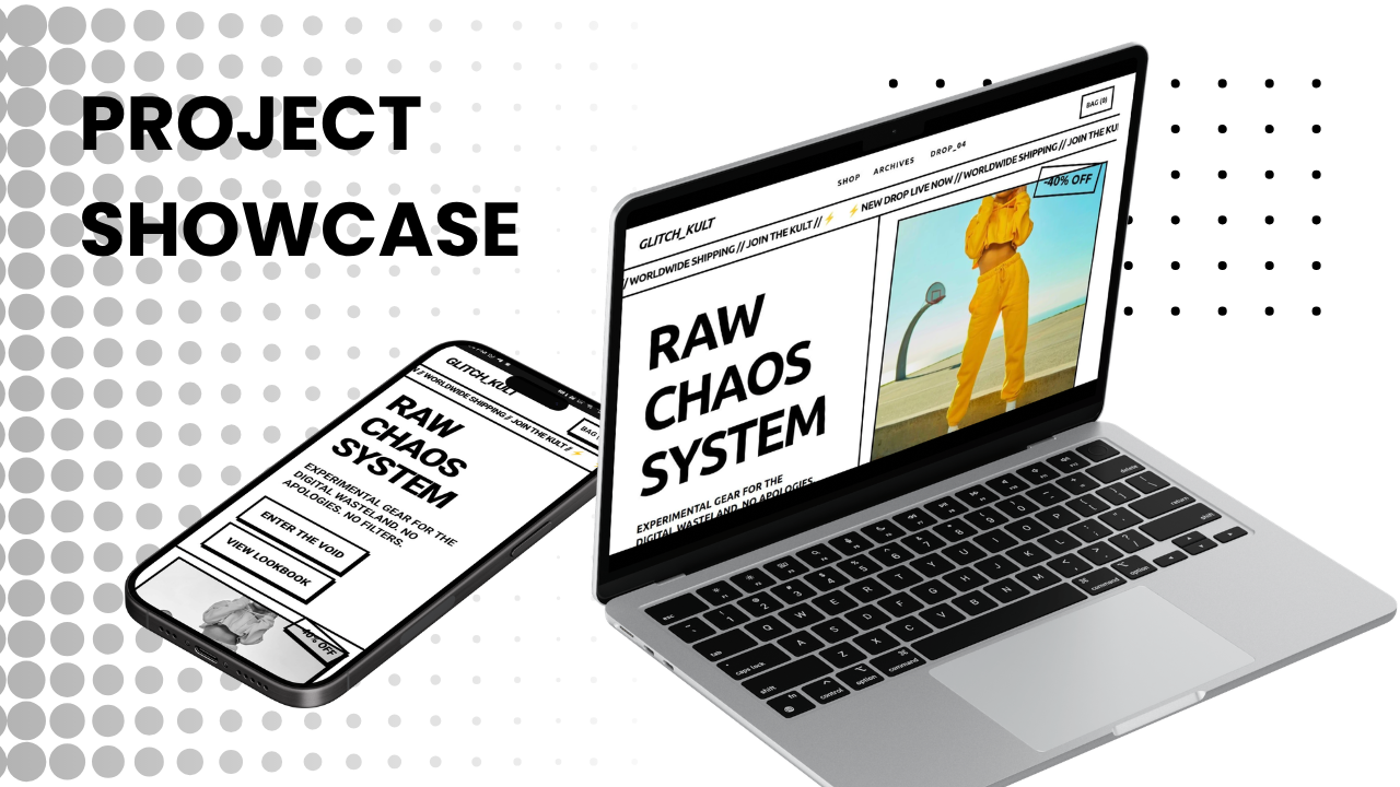 Desain E-Commerce GLITCH_KULT: Website Fashion Streetwear Gen Z yang Edgy & Responsif